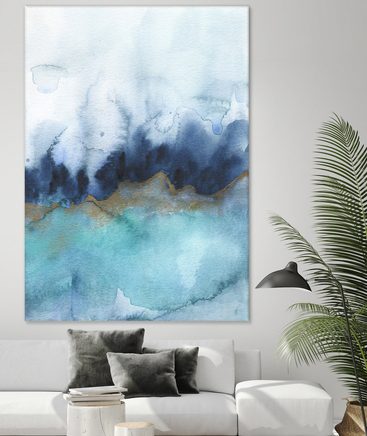 mystic abstract watercolor by Jen Merli on GIANT ART - blue mixed media