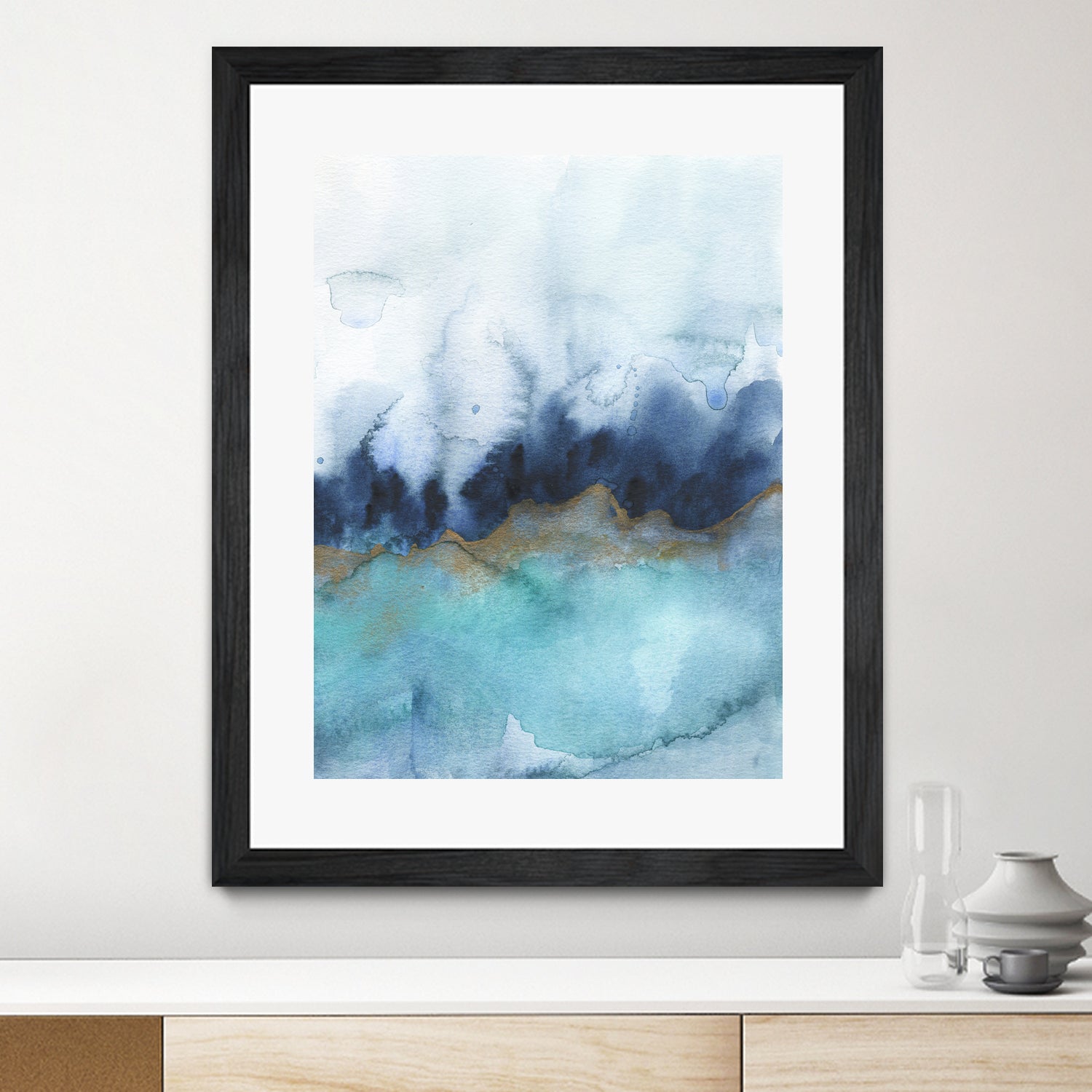 mystic abstract watercolor by Jen Merli on GIANT ART - blue mixed media