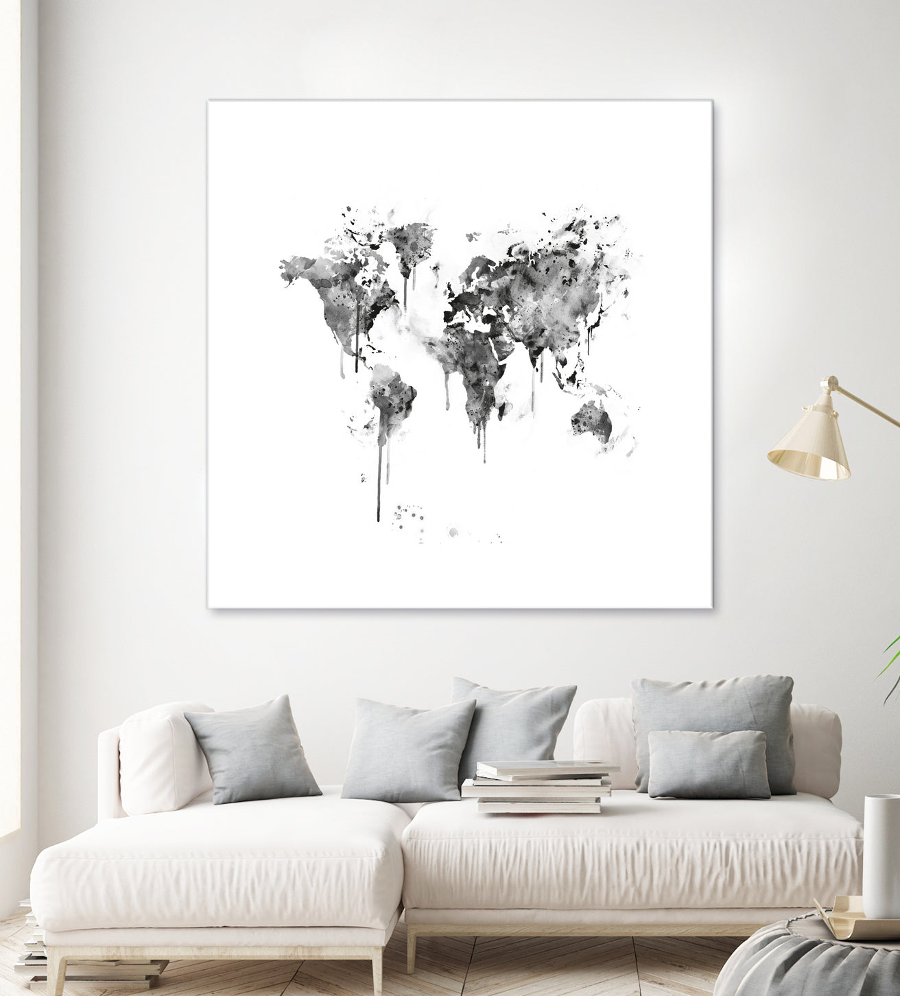 World Map by Monn Print on GIANT ART - white digital painting