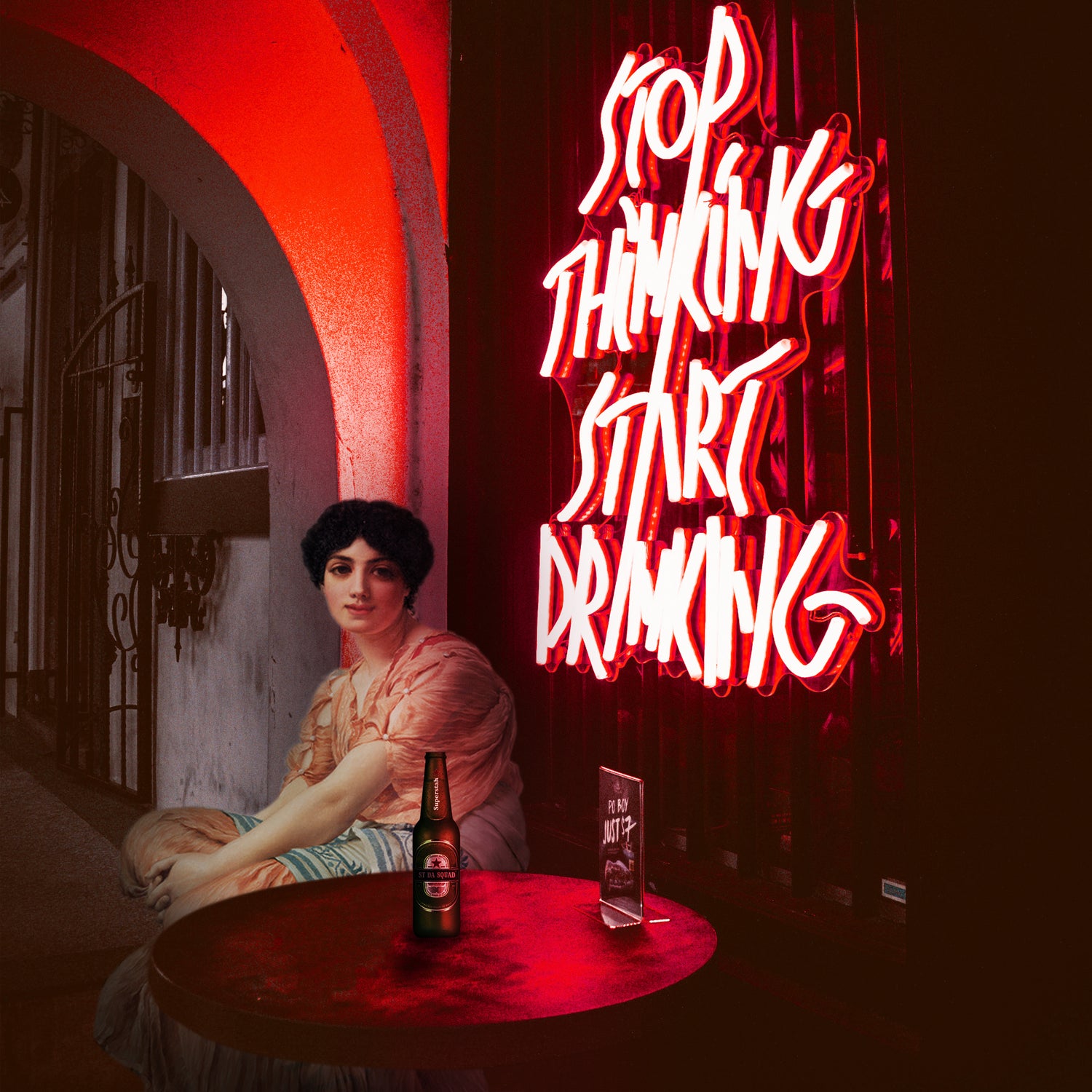 Stop Thinking, Start Drinking! by Mehmet Geren on GIANT ART - red photo manipulation