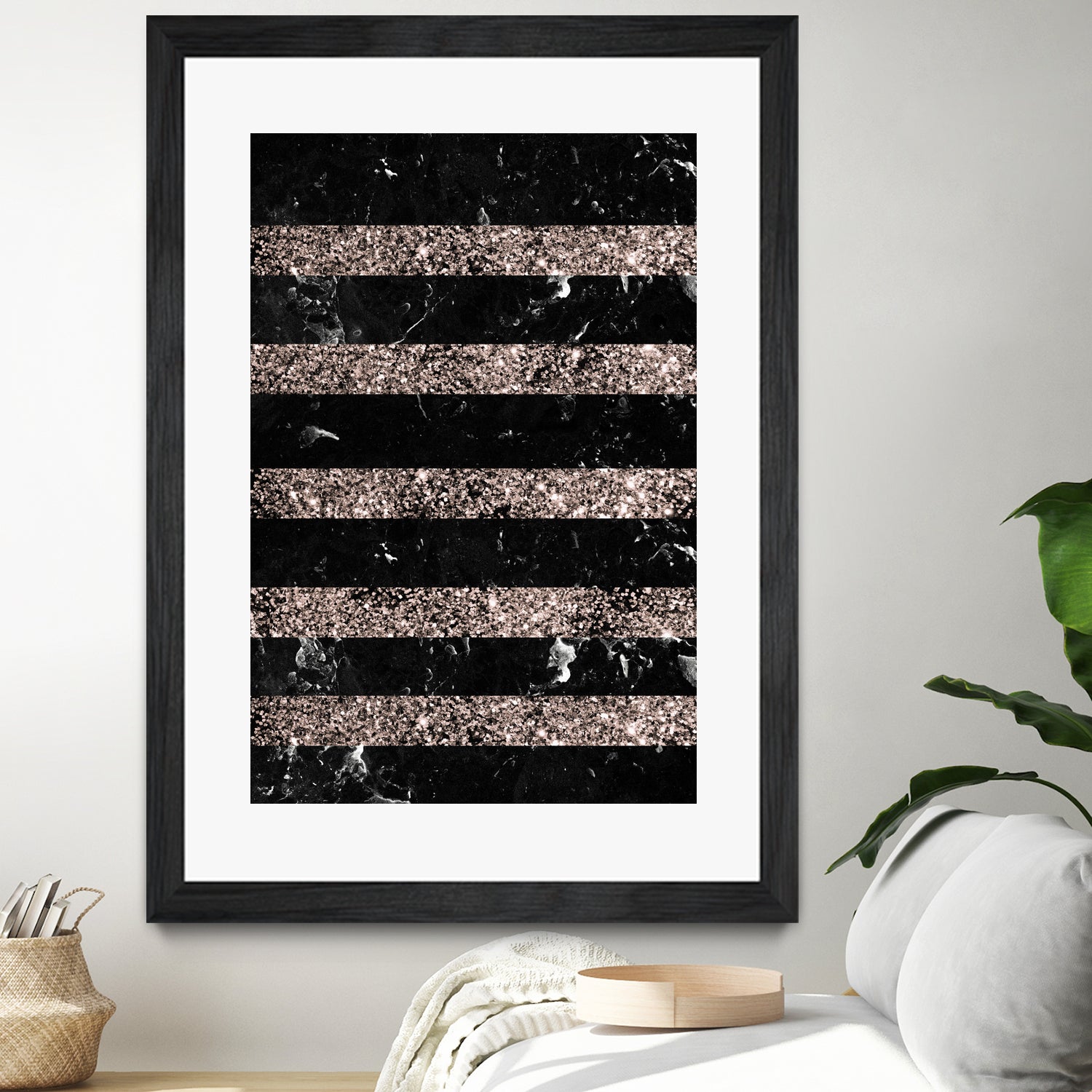 Black Marble Rose Gold Glitter Stripe Glam #1 #minimal by Anita & Bella Jantz on GIANT ART - black vector illustration