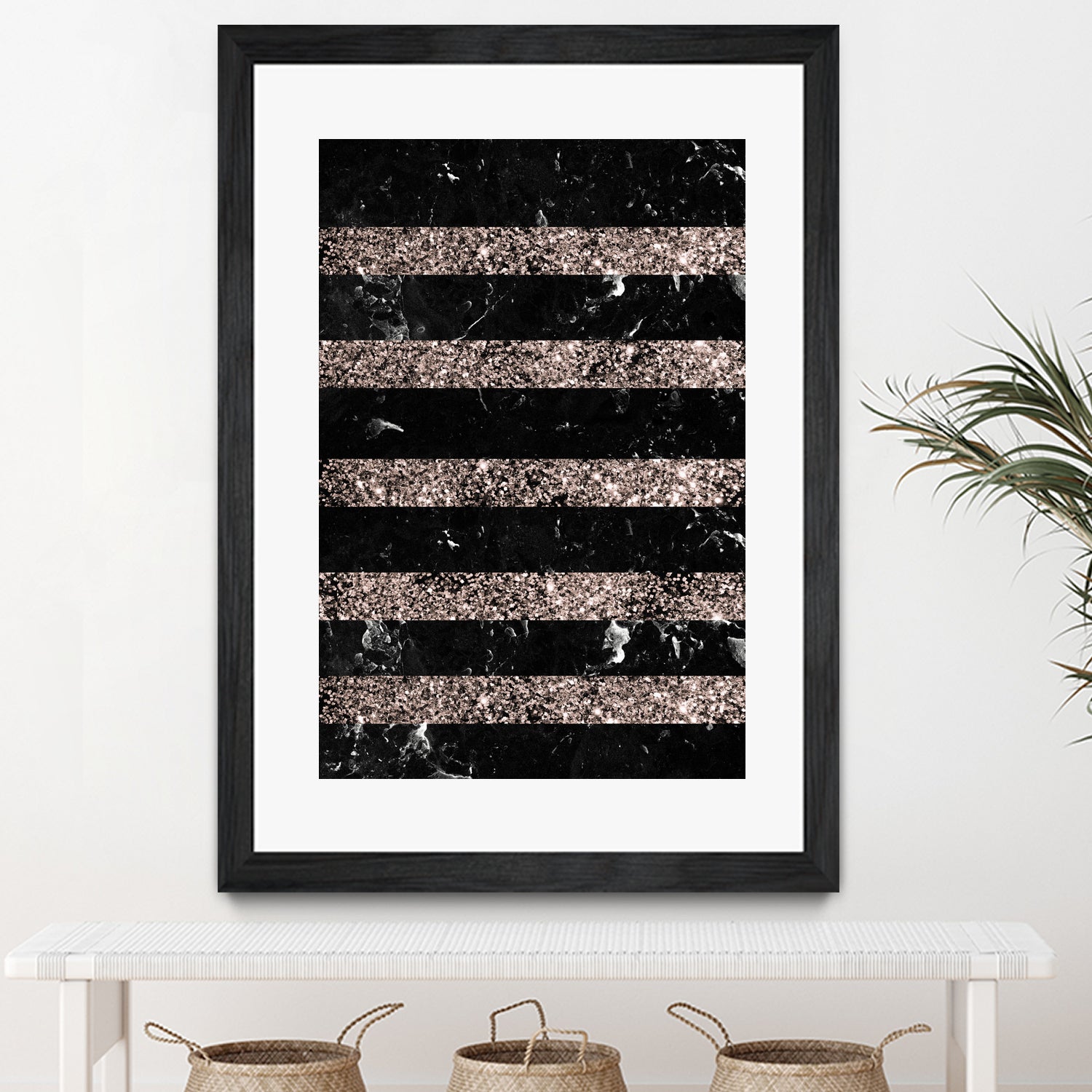 Black Marble Rose Gold Glitter Stripe Glam #1 #minimal by Anita & Bella Jantz on GIANT ART - black vector illustration