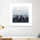 Soft Blue Hexagons by Elisabeth Fredriksson on GIANT ART - blue digital drawing