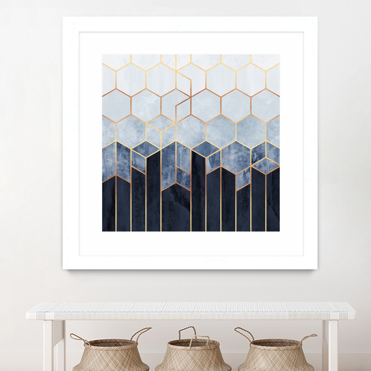 Soft Blue Hexagons by Elisabeth Fredriksson on GIANT ART - blue digital drawing