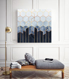 Soft Blue Hexagons by Elisabeth Fredriksson on GIANT ART - blue digital drawing