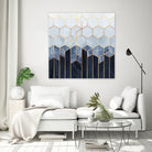 Soft Blue Hexagons by Elisabeth Fredriksson on GIANT ART - blue digital drawing