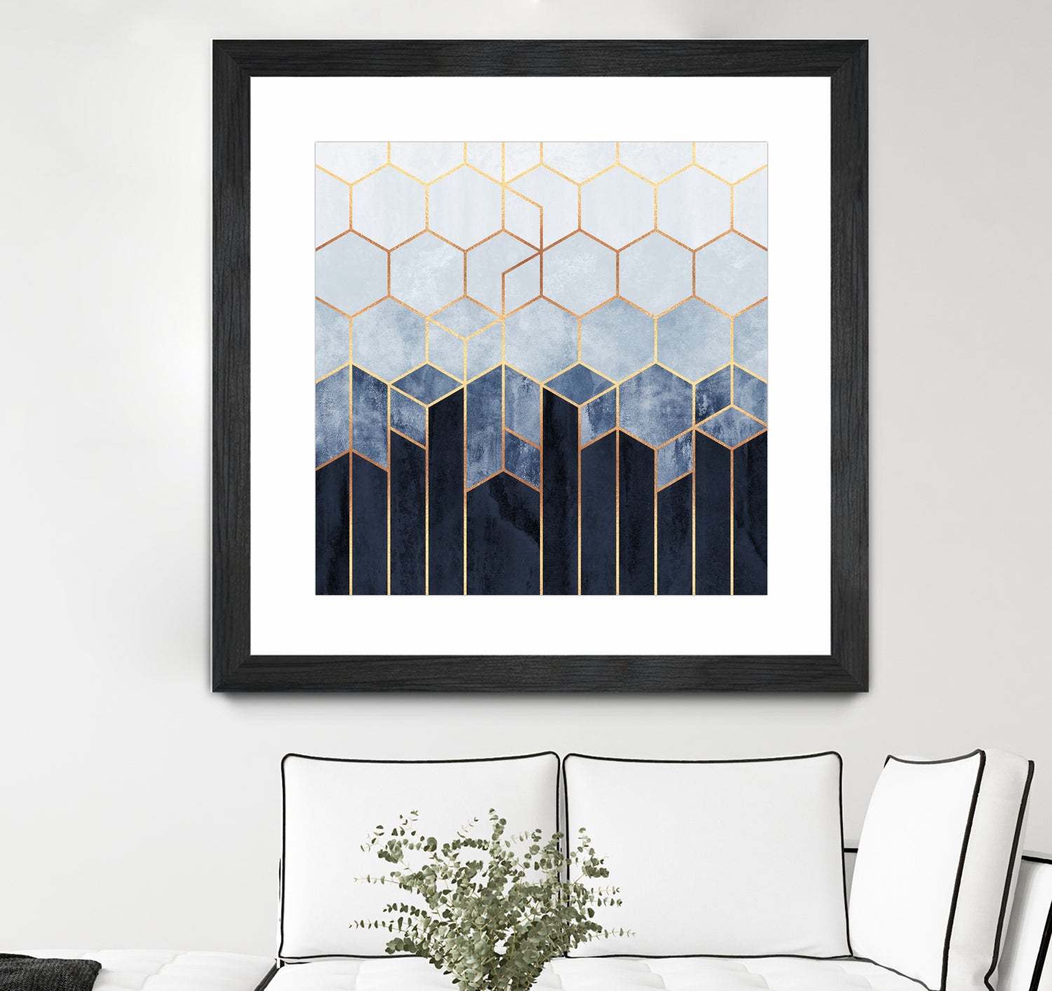 Soft Blue Hexagons by Elisabeth Fredriksson on GIANT ART - blue digital drawing