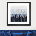 Soft Blue Hexagons by Elisabeth Fredriksson on GIANT ART - blue digital drawing