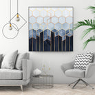 Soft Blue Hexagons by Elisabeth Fredriksson on GIANT ART - blue digital drawing