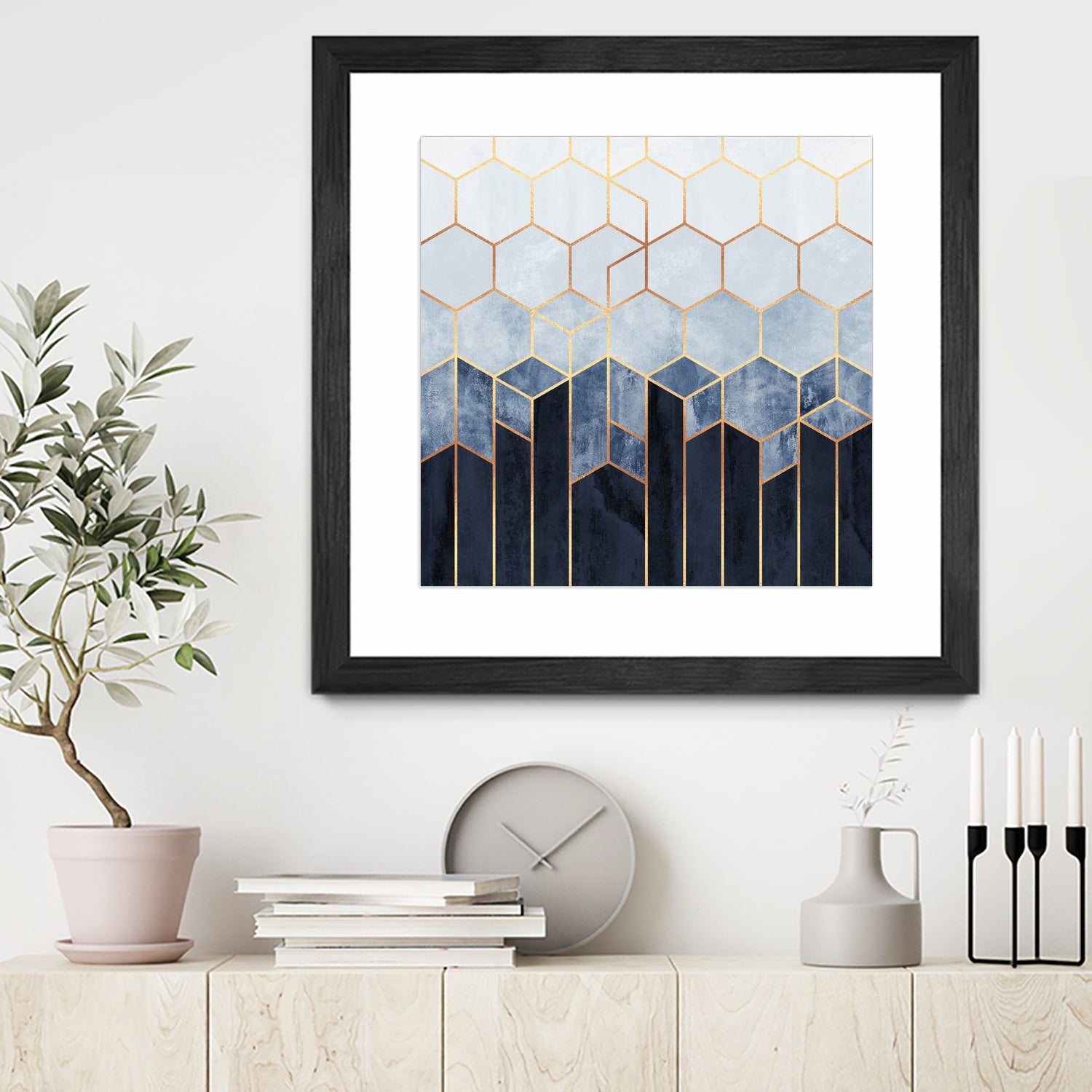 Soft Blue Hexagons by Elisabeth Fredriksson on GIANT ART - blue digital drawing