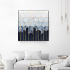 Soft Blue Hexagons by Elisabeth Fredriksson on GIANT ART - blue digital drawing