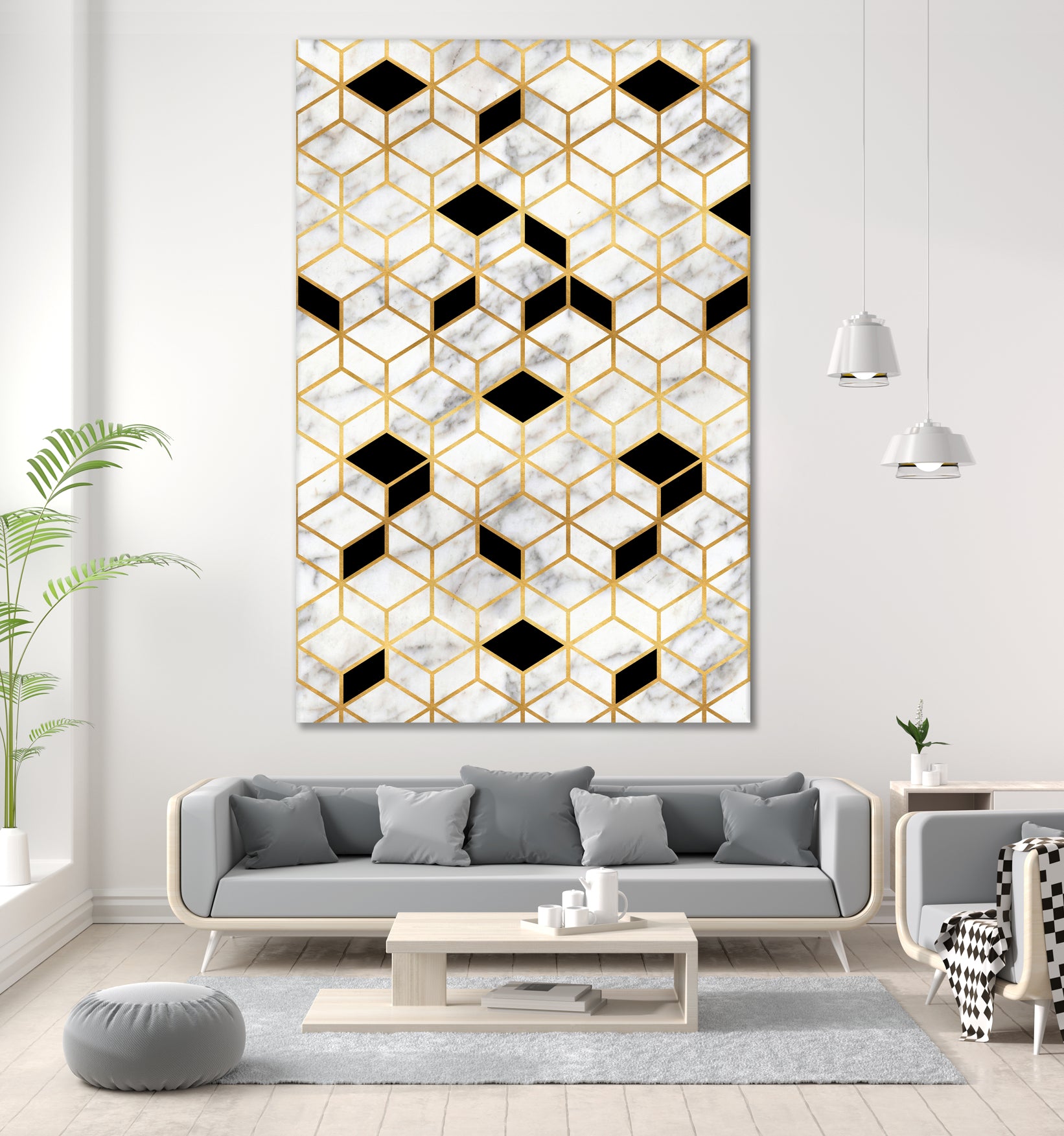 Midcentury Modern Marble Cubes by Christina Shek on GIANT ART - gray digital drawing