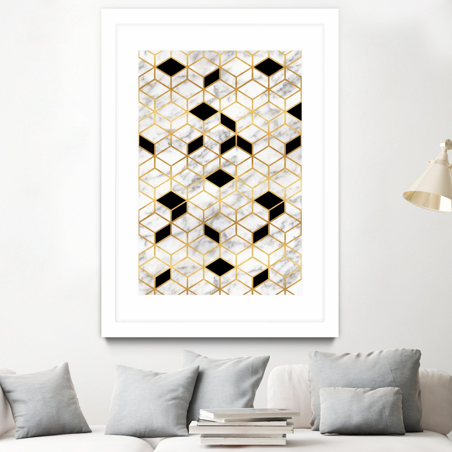 Midcentury Modern Marble Cubes by Christina Shek on GIANT ART - gray digital drawing