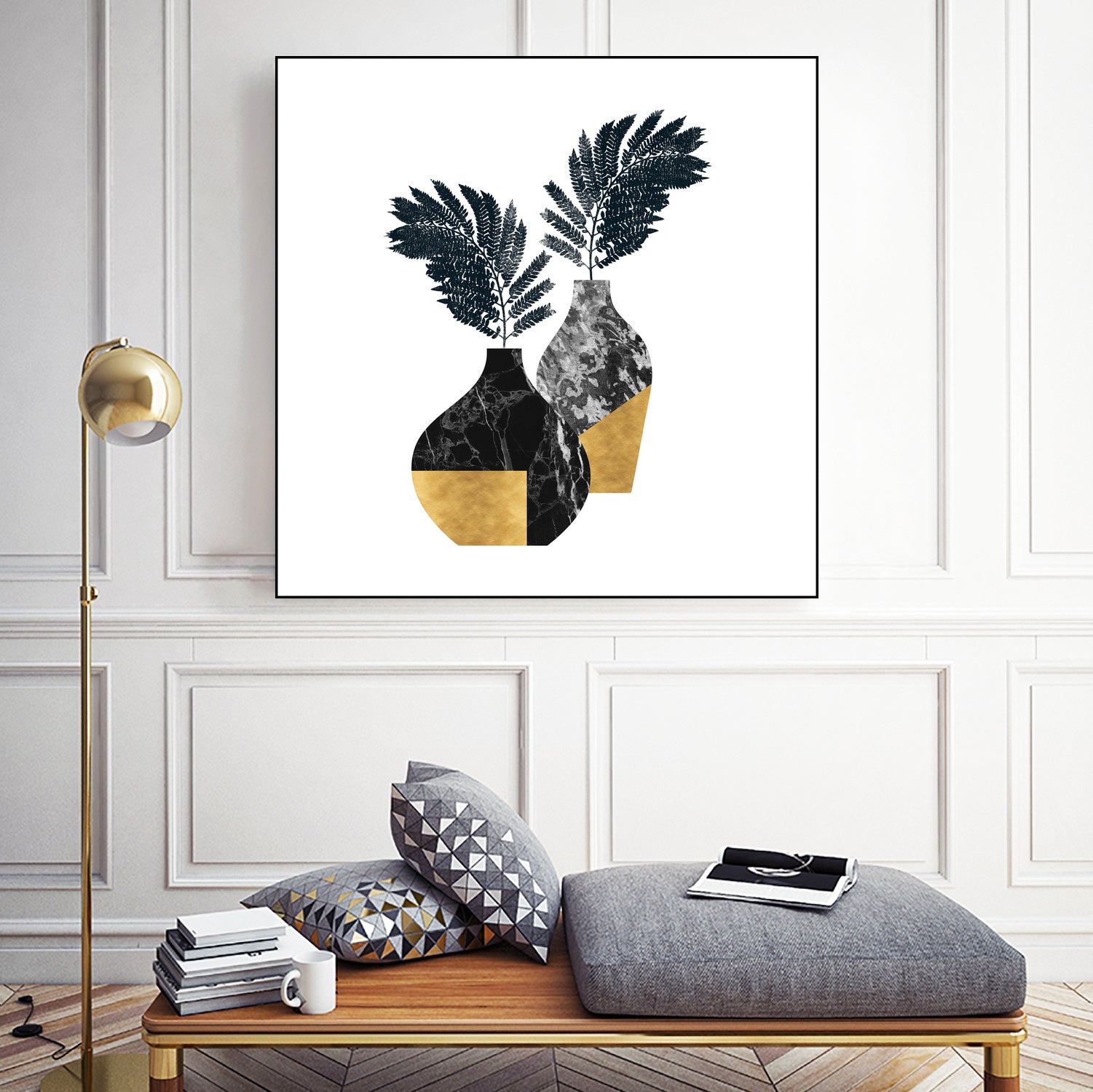 Floral marble vase by Christina Shek on GIANT ART - black digital drawing