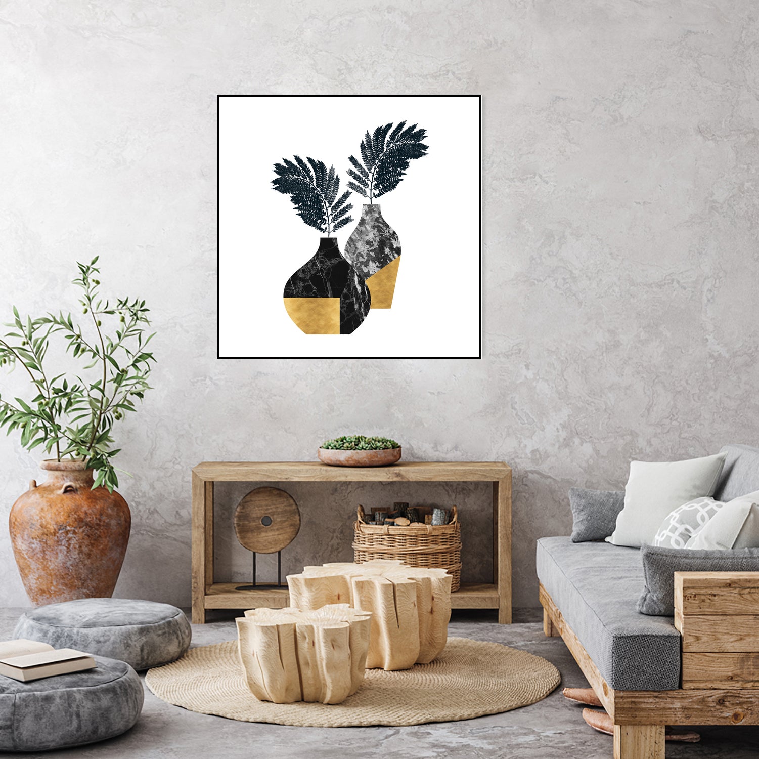 Floral marble vase by Christina Shek on GIANT ART - black digital drawing