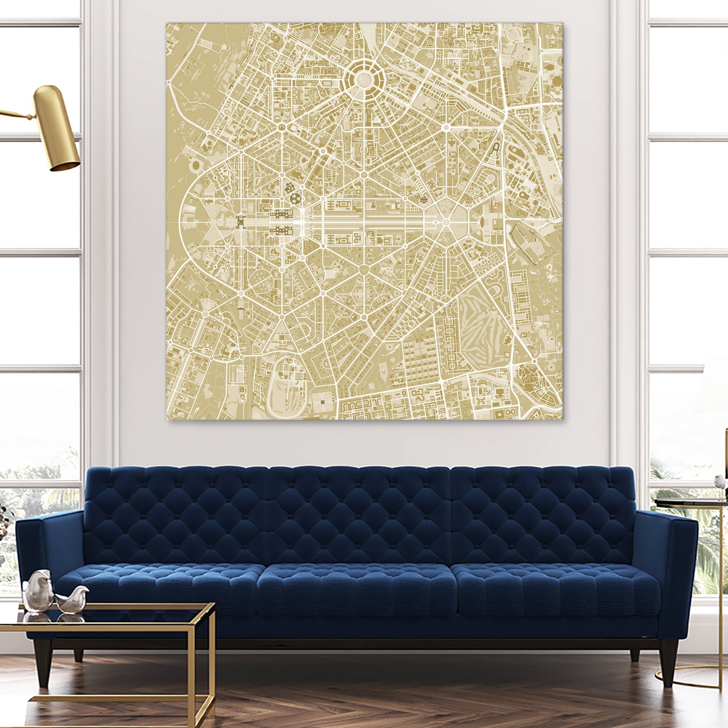 New Delhi map gold by Javier Ruiz on GIANT ART - yellow digital drawing