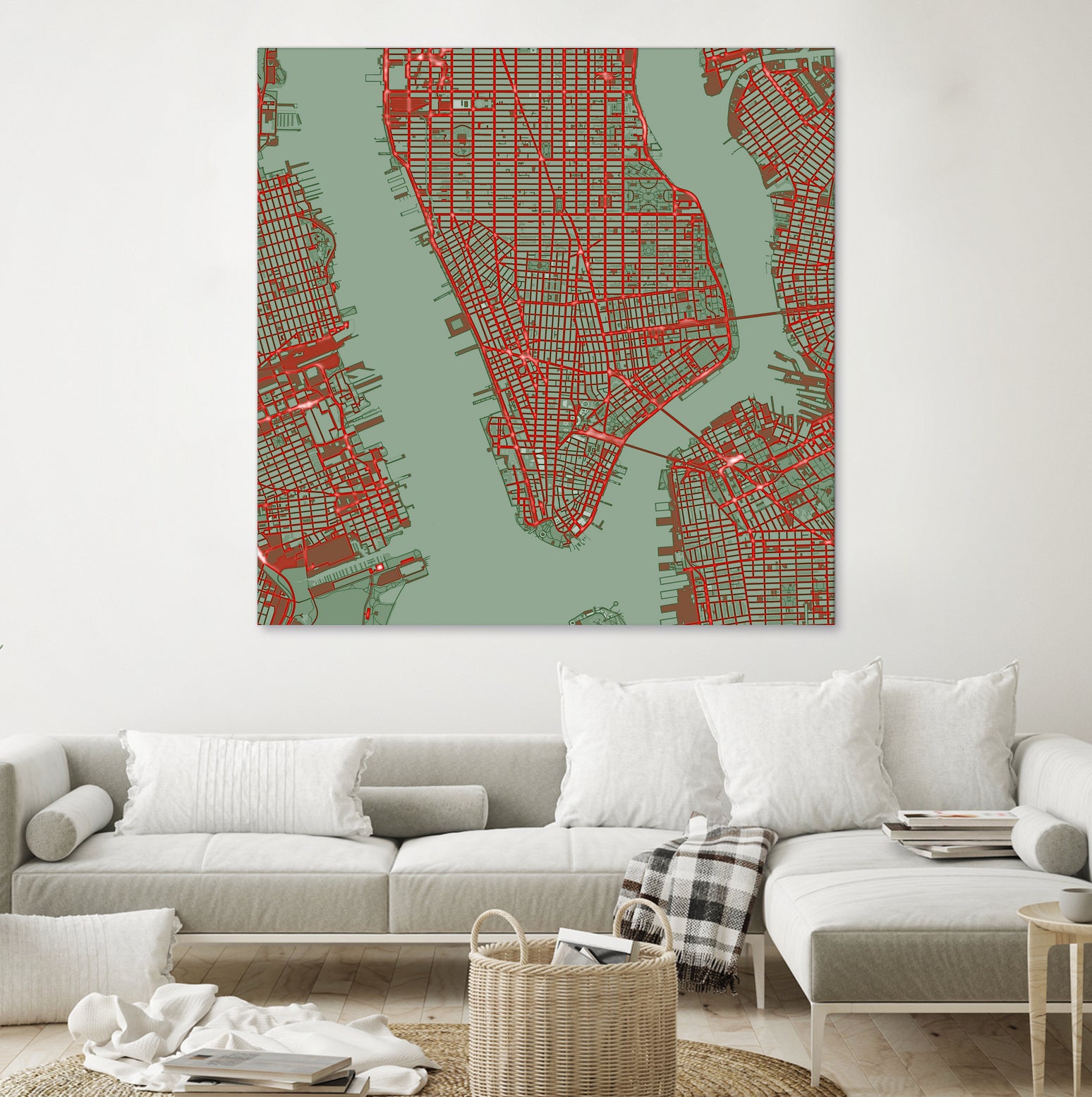 New York city map pop by Javier Ruiz on GIANT ART - green digital drawing