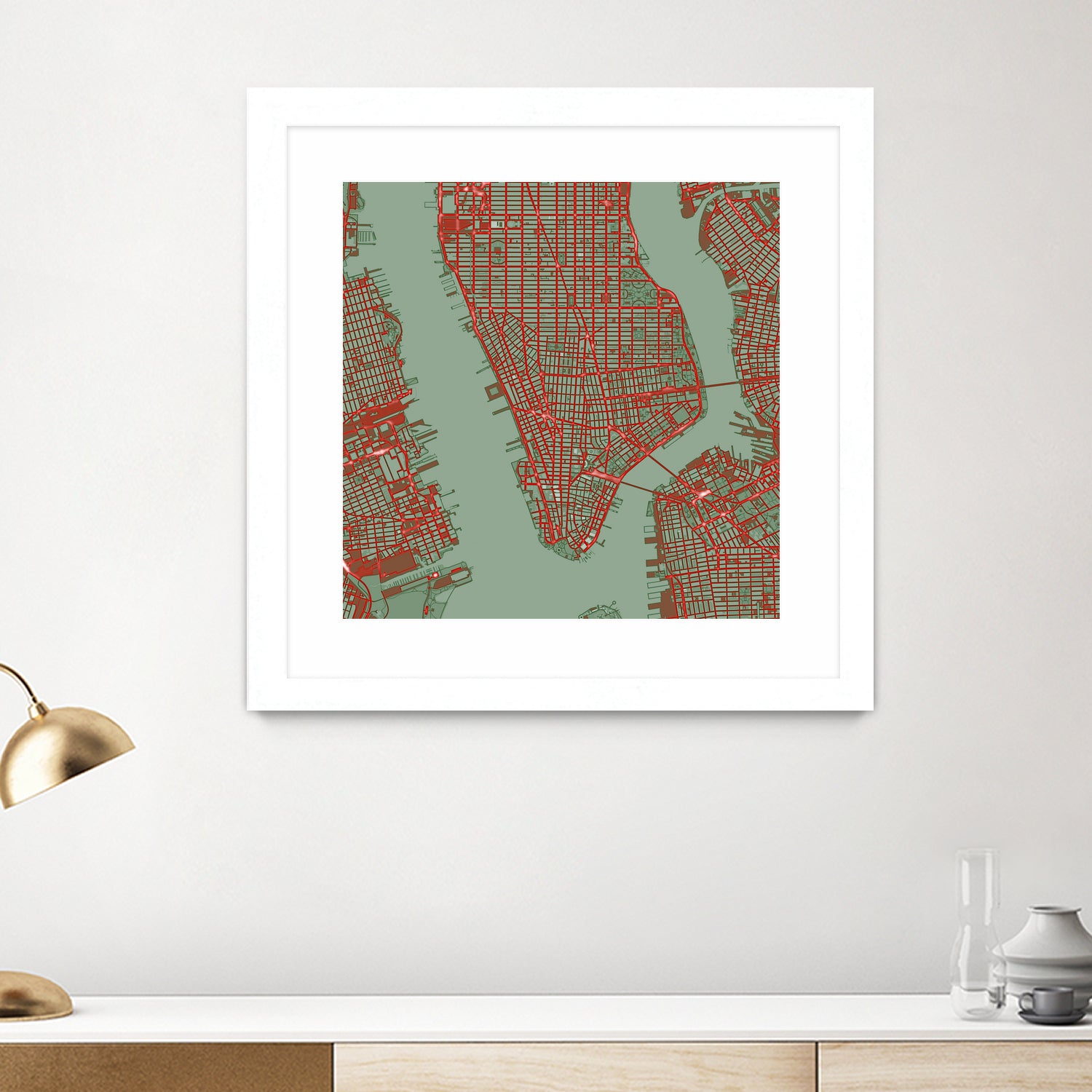 New York city map pop by Javier Ruiz on GIANT ART - green digital drawing