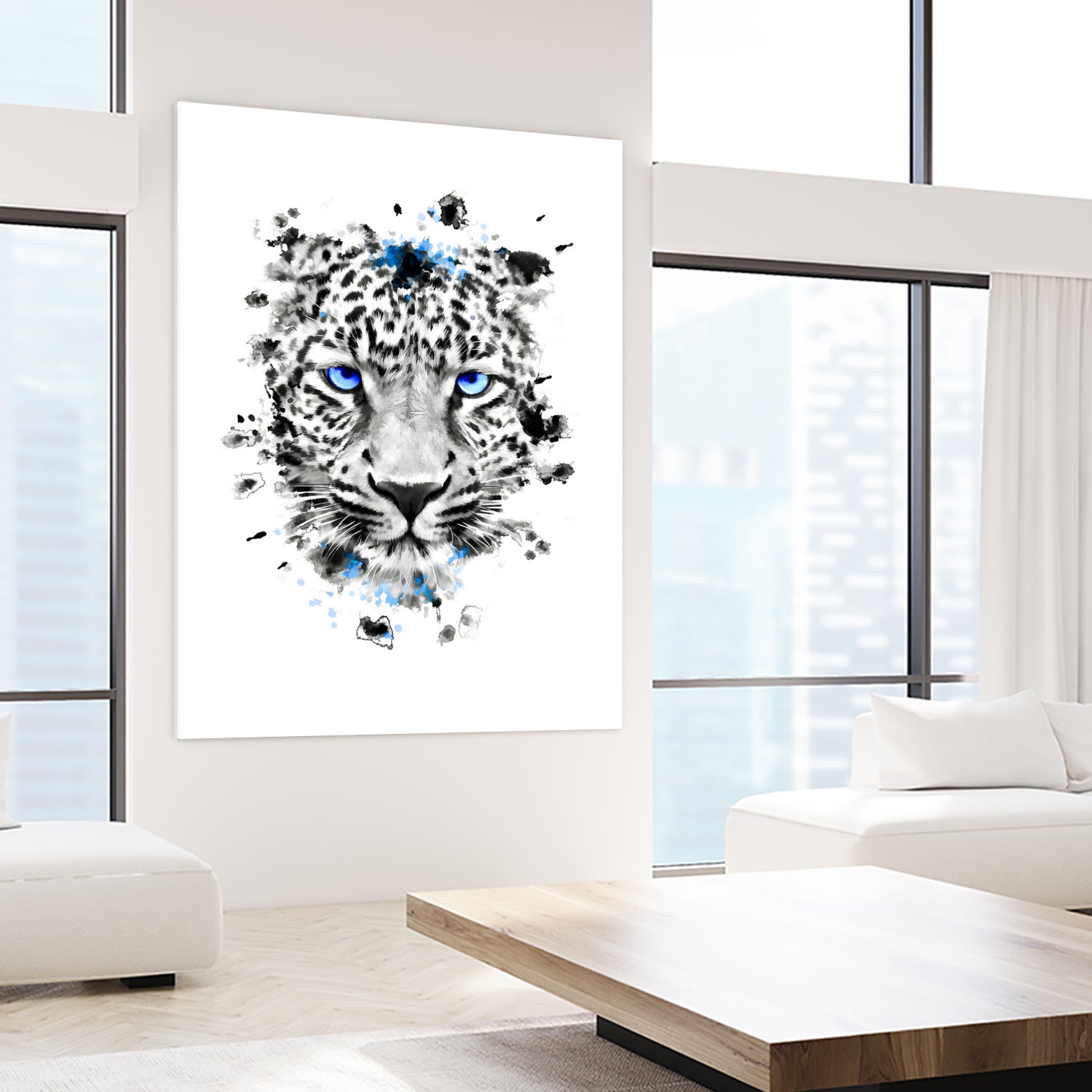 Leopard with blue eyes by Jurijs Permanickis on GIANT ART - white digital painting