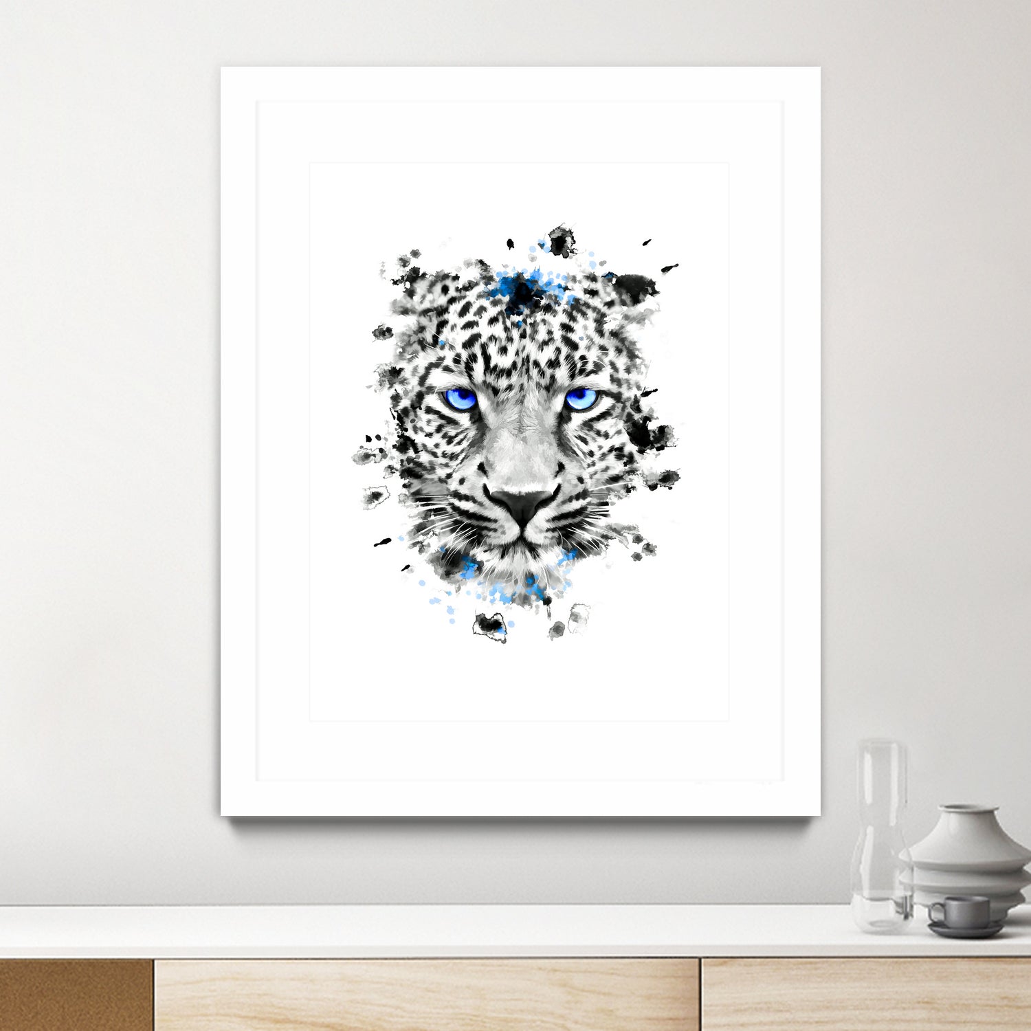 Leopard with blue eyes by Jurijs Permanickis on GIANT ART - white digital painting