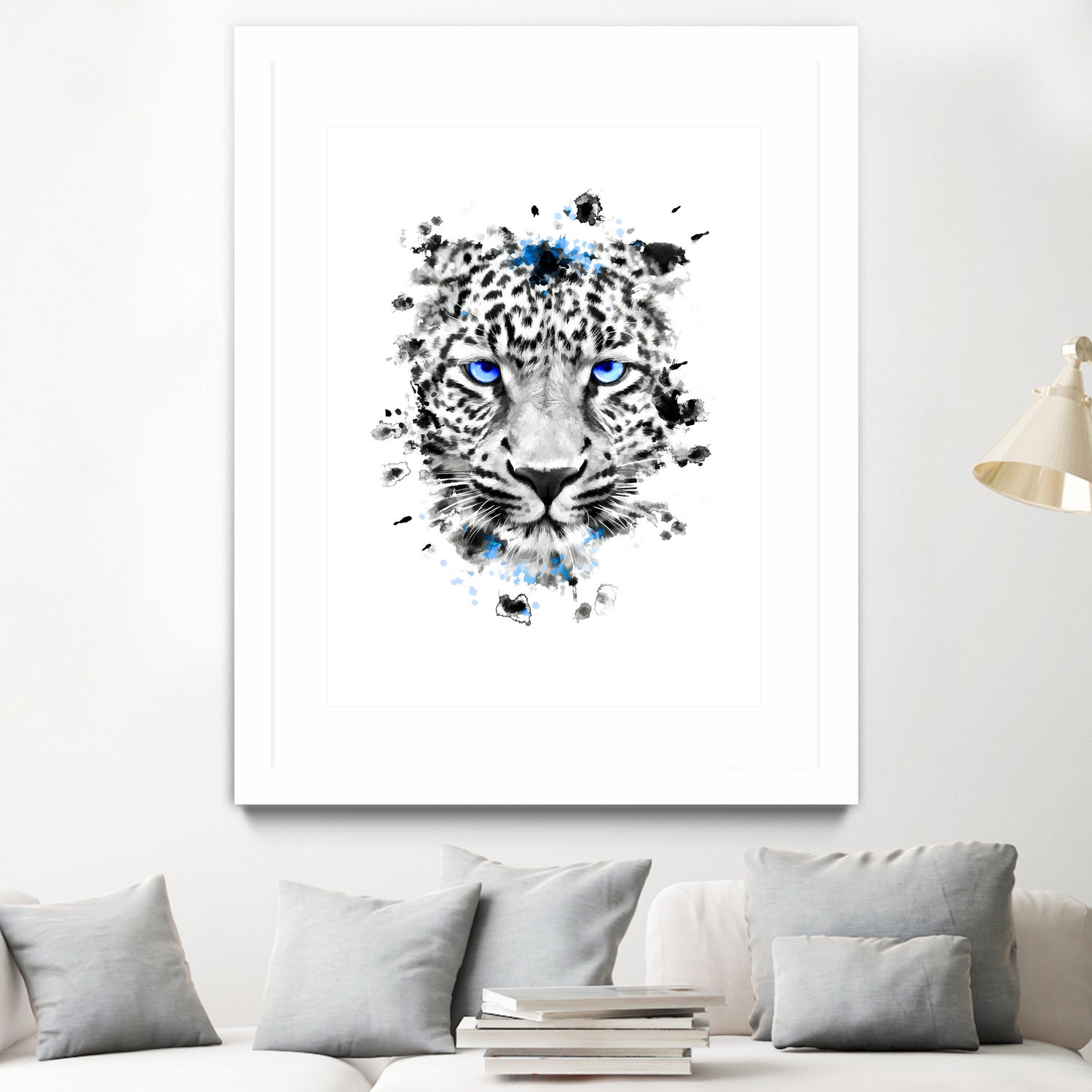 Leopard with blue eyes by Jurijs Permanickis on GIANT ART - white digital painting