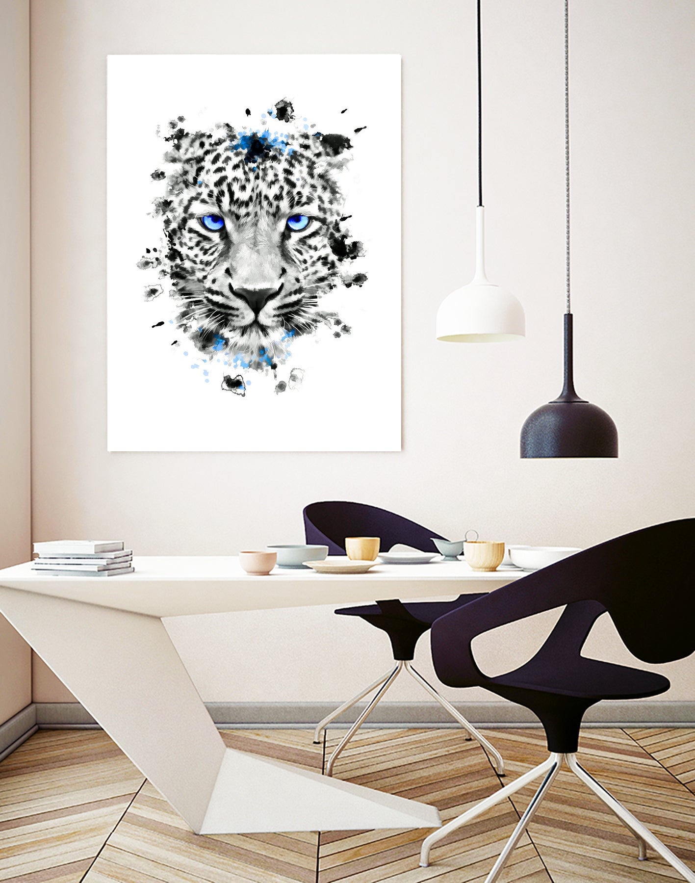 Leopard with blue eyes by Jurijs Permanickis on GIANT ART - white digital painting