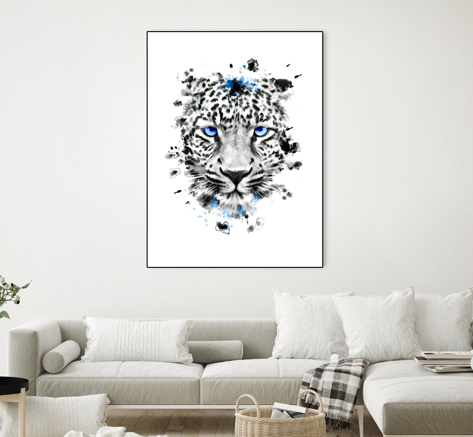 Leopard with blue eyes by Jurijs Permanickis on GIANT ART - white digital painting