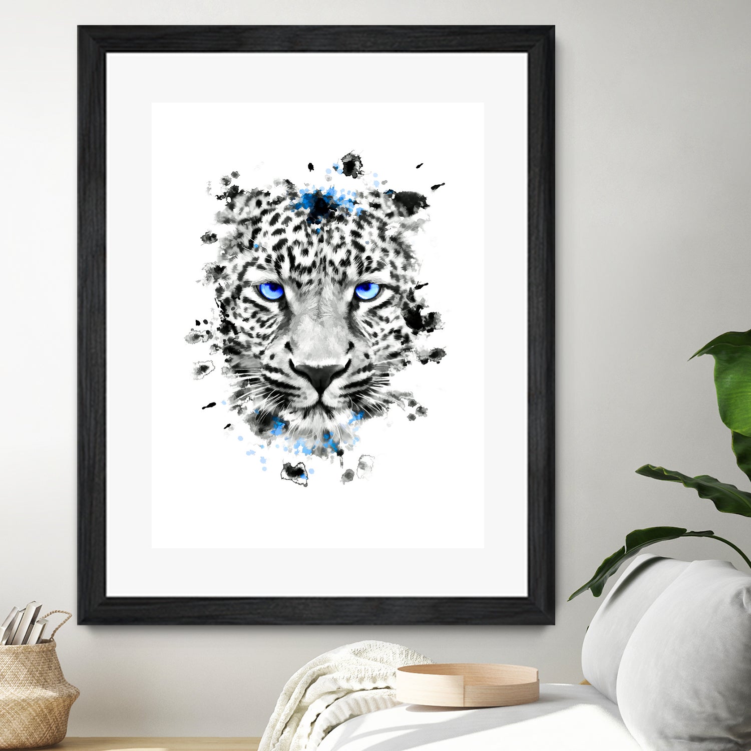 Leopard with blue eyes by Jurijs Permanickis on GIANT ART - white digital painting