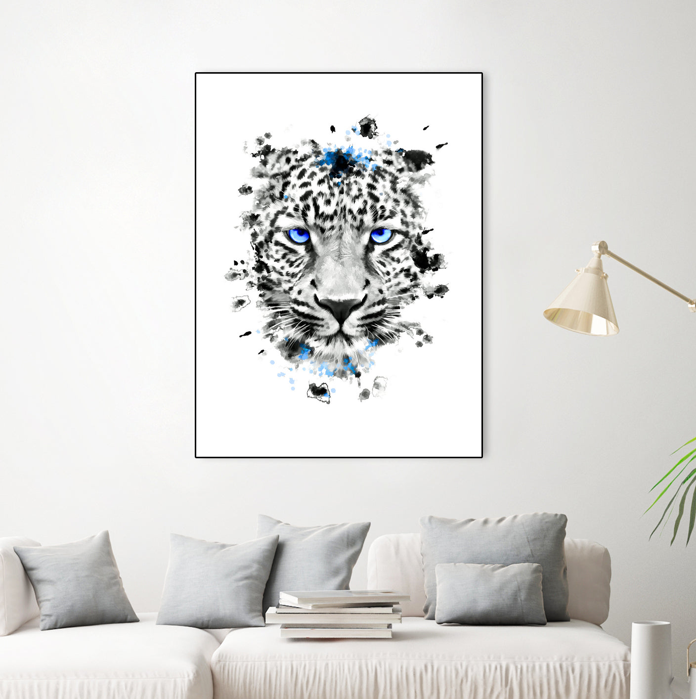 Leopard with blue eyes by Jurijs Permanickis on GIANT ART - white digital painting