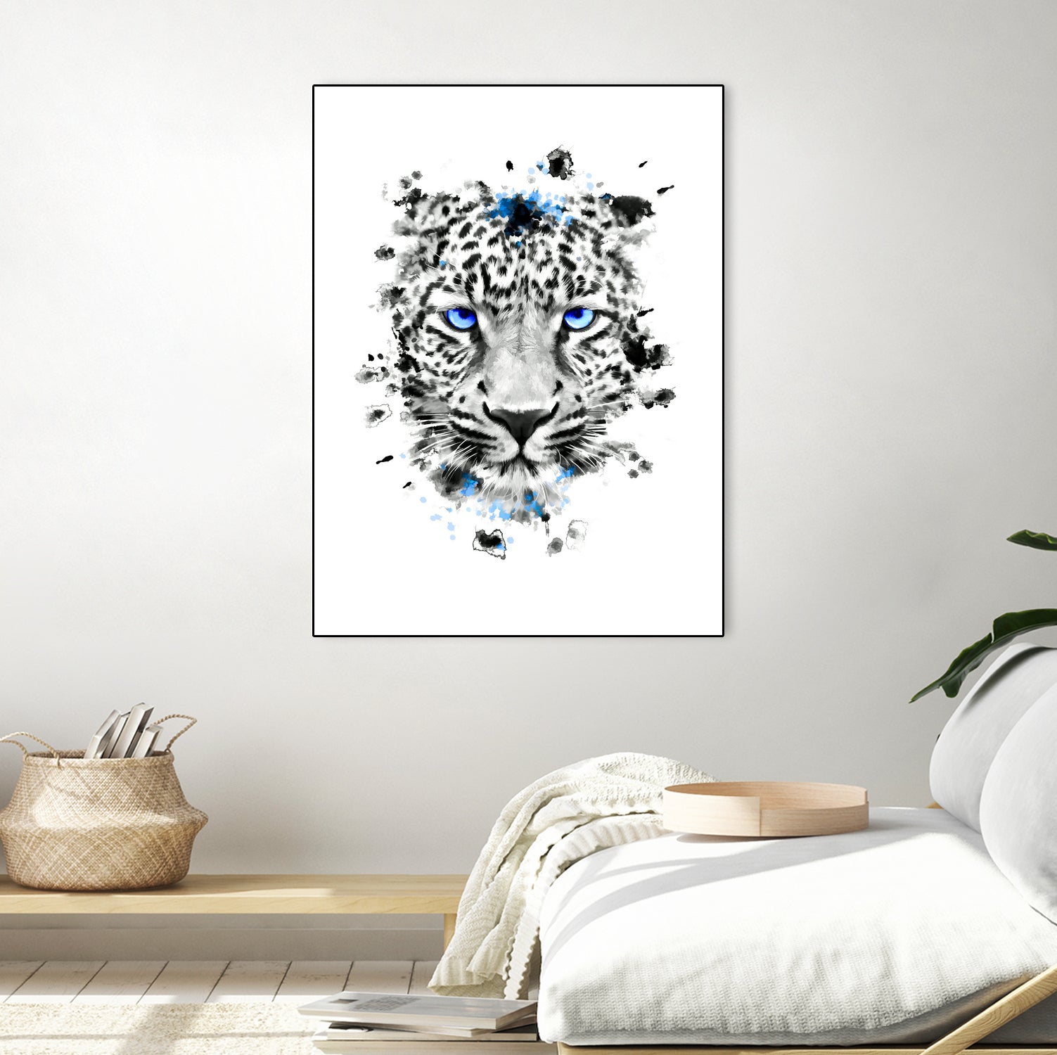 Leopard with blue eyes by Jurijs Permanickis on GIANT ART - white digital painting