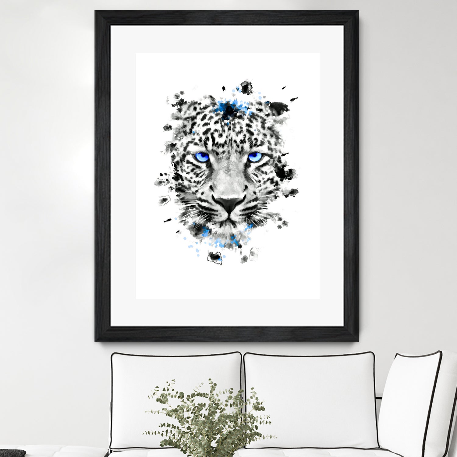 Leopard with blue eyes by Jurijs Permanickis on GIANT ART - white digital painting