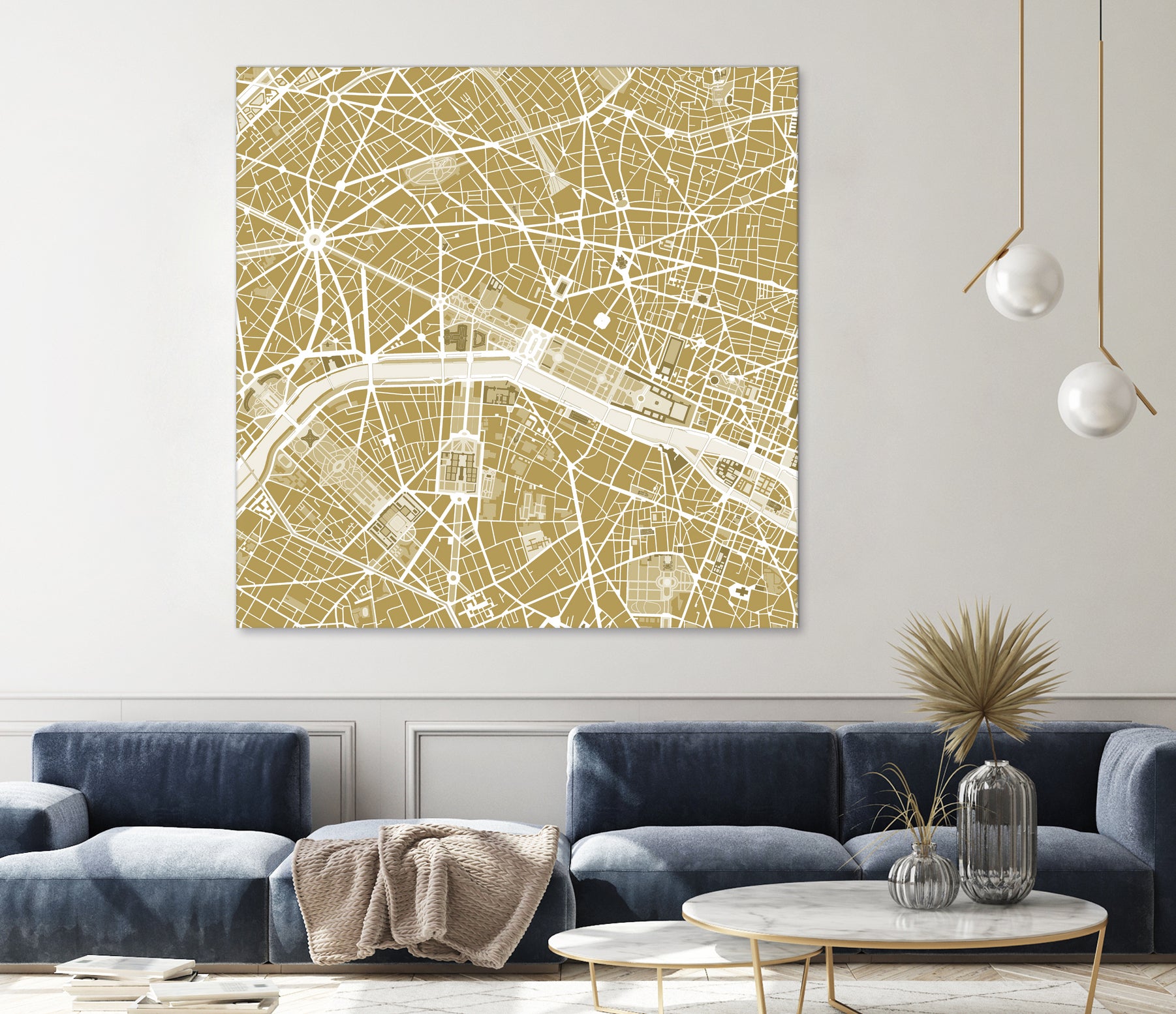 Paris city map gold by Javier Ruiz on GIANT ART - brown digital drawing