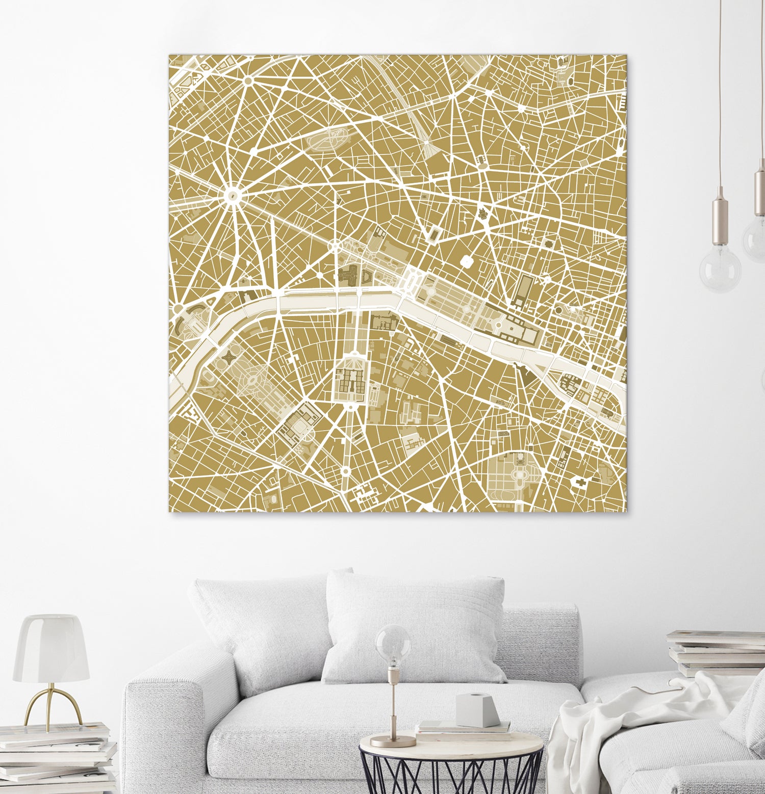 Paris city map gold by Javier Ruiz on GIANT ART - brown digital drawing