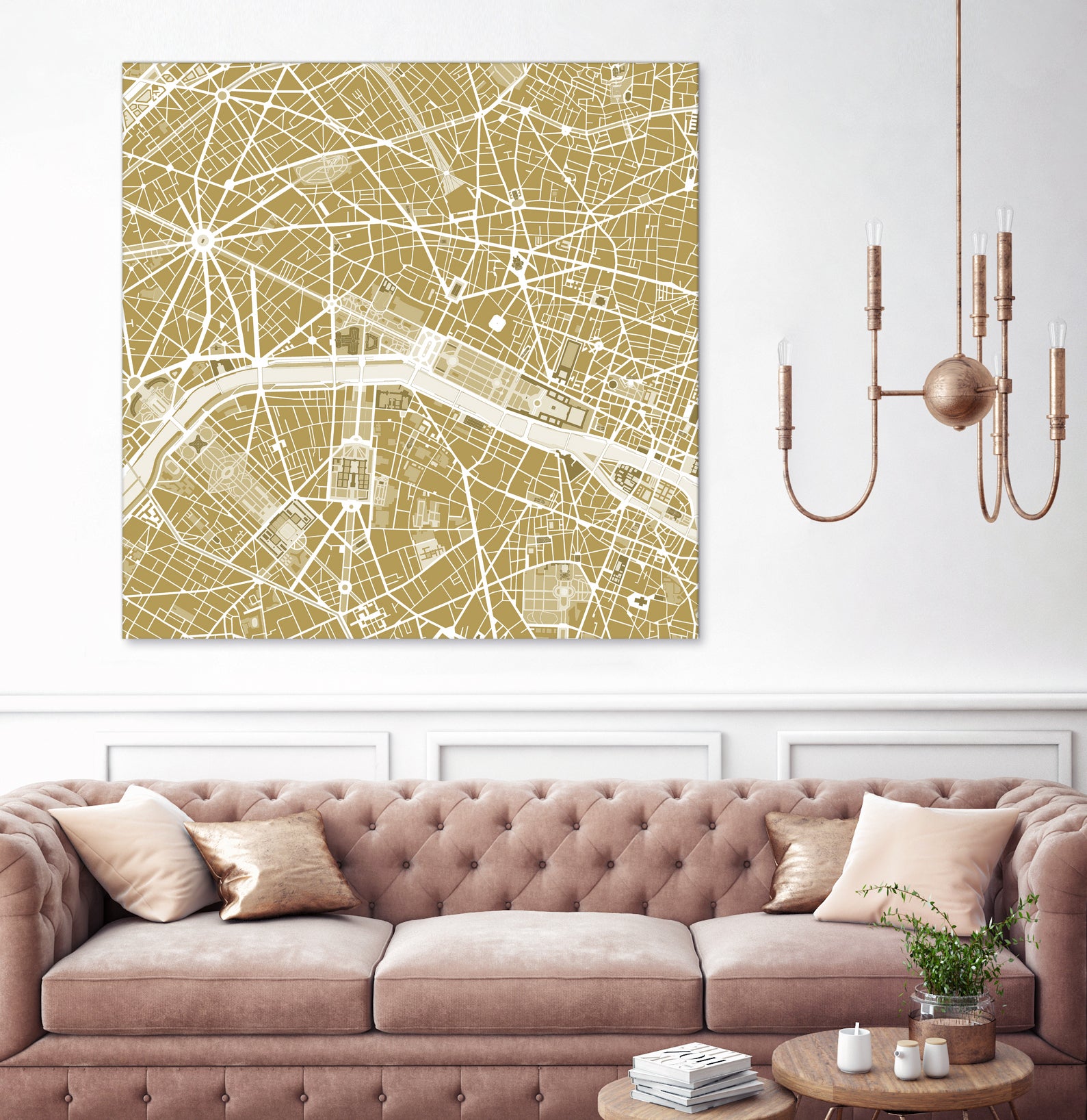 Paris city map gold by Javier Ruiz on GIANT ART - brown digital drawing