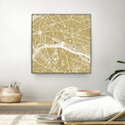 Paris city map gold by Javier Ruiz on GIANT ART - brown digital drawing