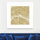 Paris city map gold by Javier Ruiz on GIANT ART - brown digital drawing