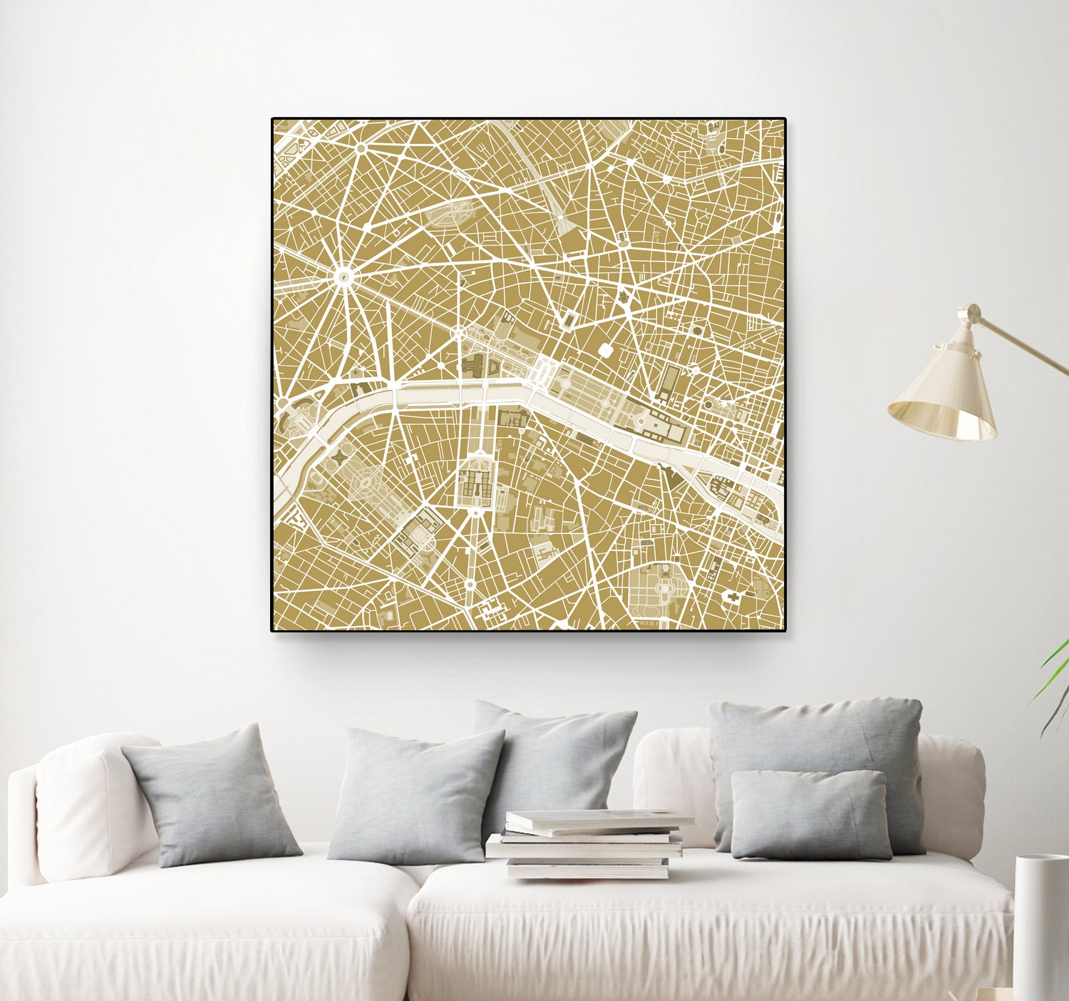 Paris city map gold by Javier Ruiz on GIANT ART - brown digital drawing