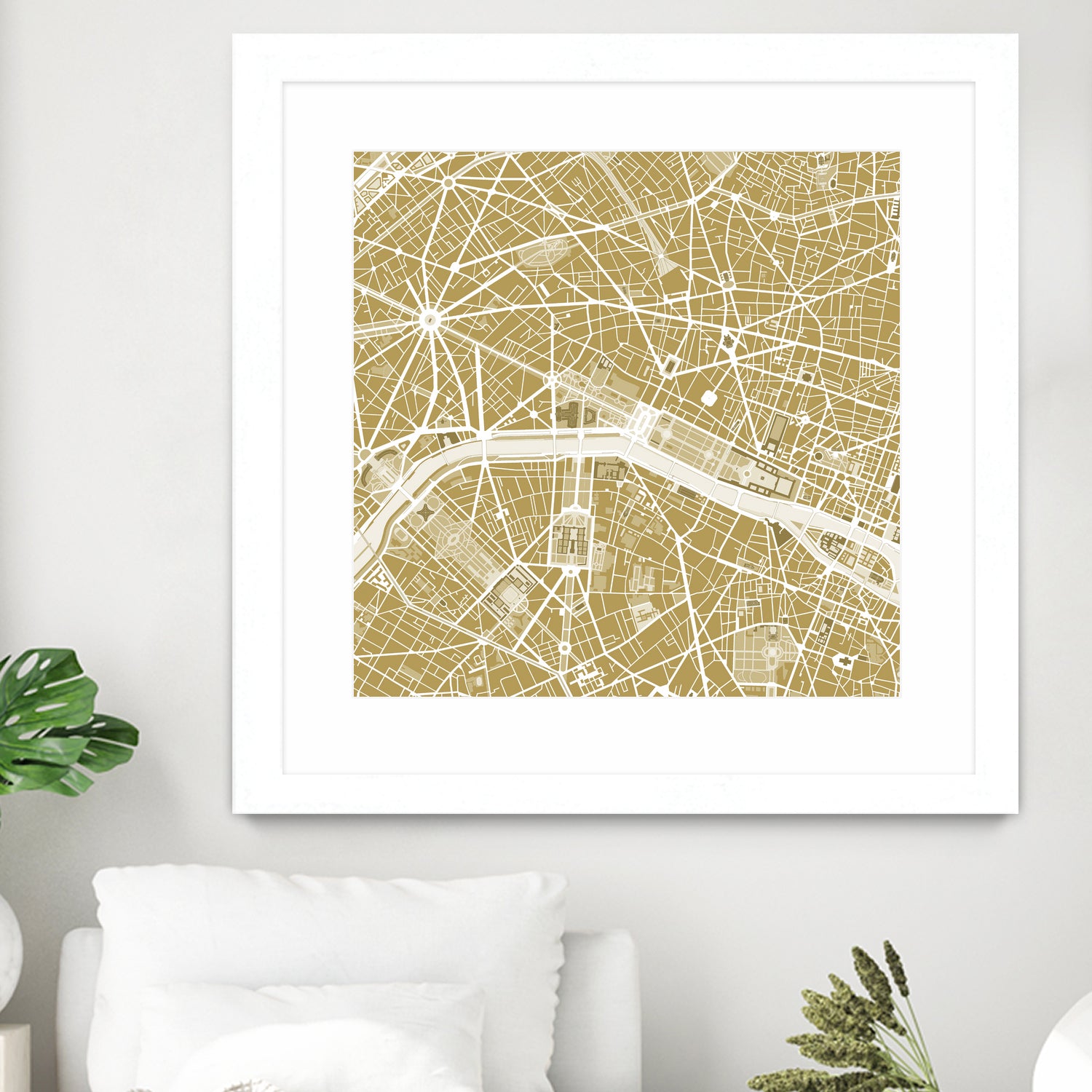 Paris city map gold by Javier Ruiz on GIANT ART - brown digital drawing