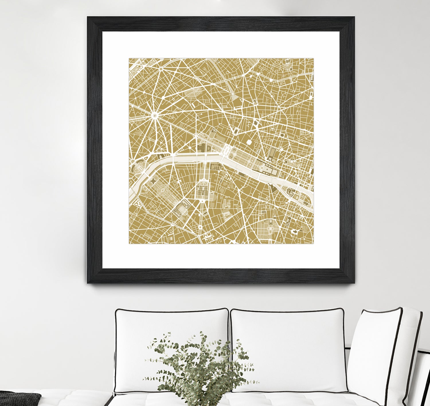 Paris city map gold by Javier Ruiz on GIANT ART - brown digital drawing