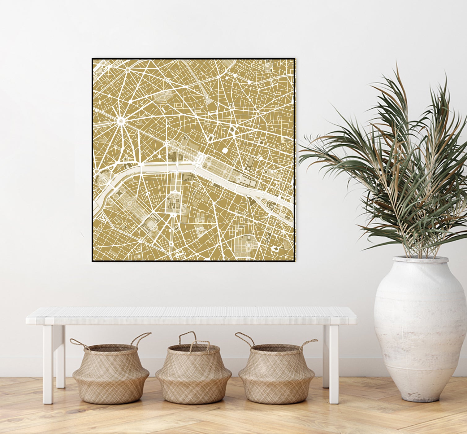 Paris city map gold by Javier Ruiz on GIANT ART - brown digital drawing