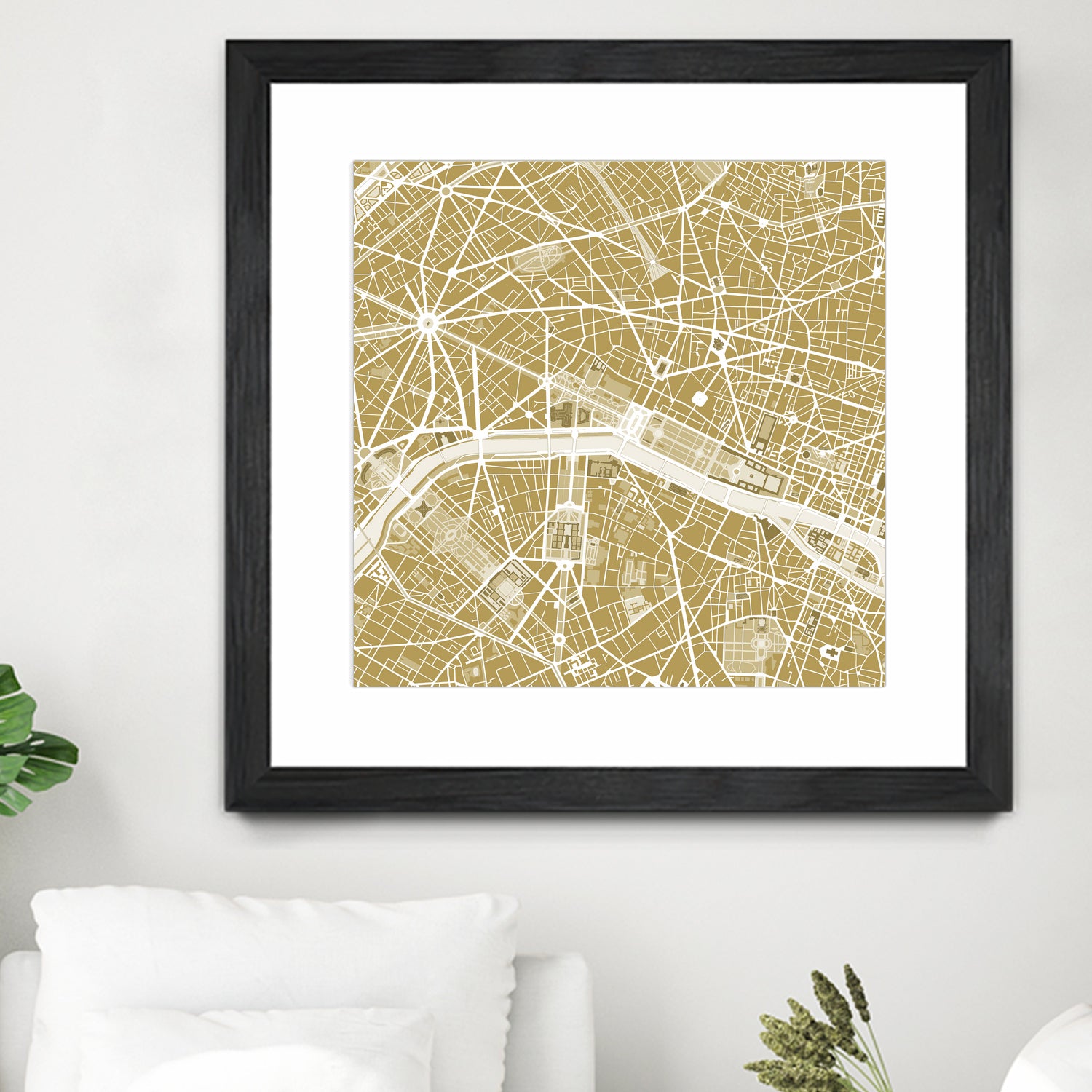 Paris city map gold by Javier Ruiz on GIANT ART - brown digital drawing