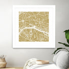 Paris city map gold by Javier Ruiz on GIANT ART - brown digital drawing