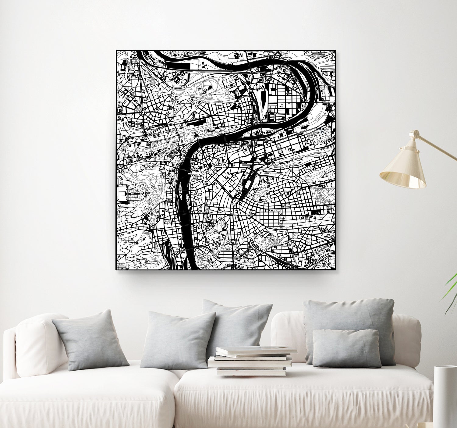 Prague map white by Javier Ruiz on GIANT ART - white digital drawing