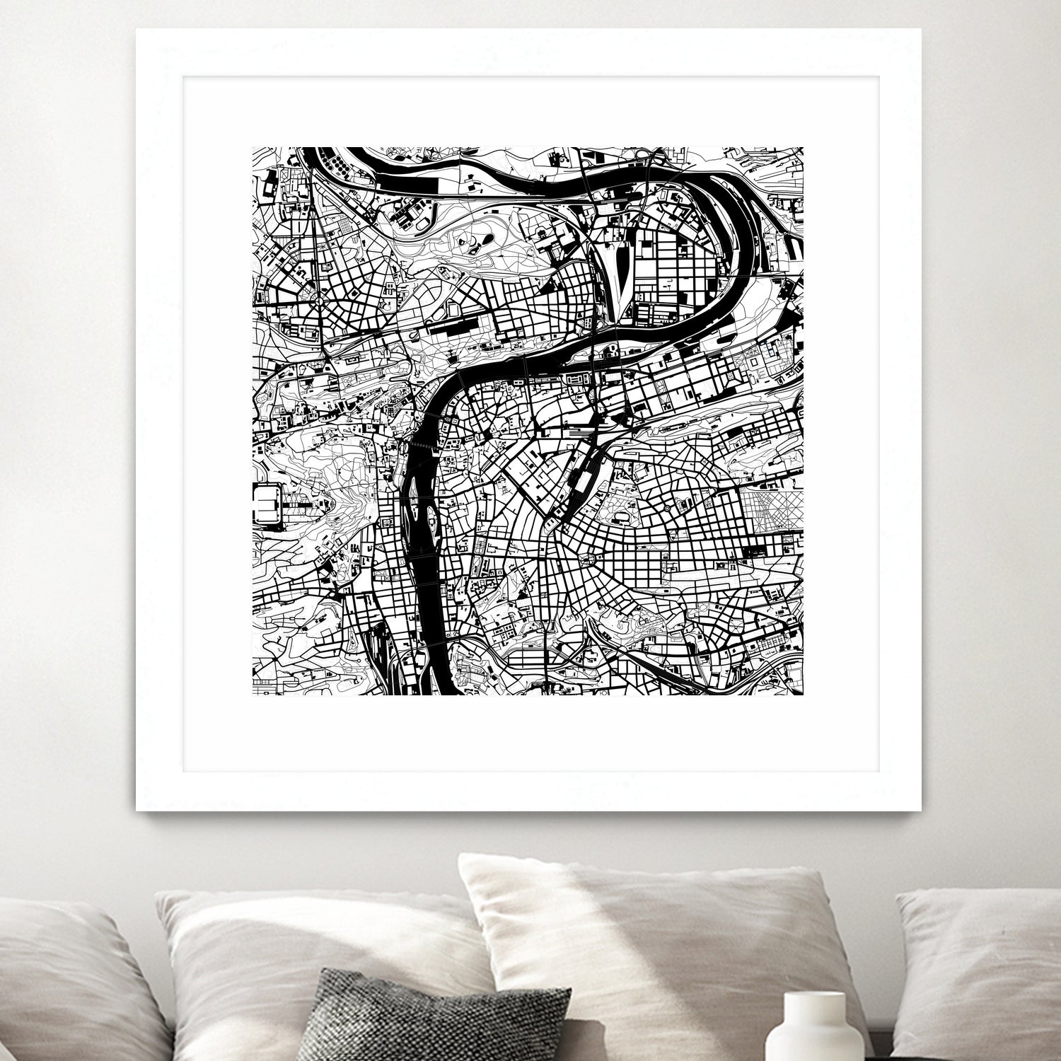 Prague map white by Javier Ruiz on GIANT ART - white digital drawing