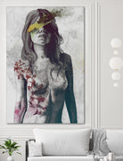 To The Marrow: Autumn (nude faceless girl with lilies) by Marco Paludet on GIANT ART - red digital painting