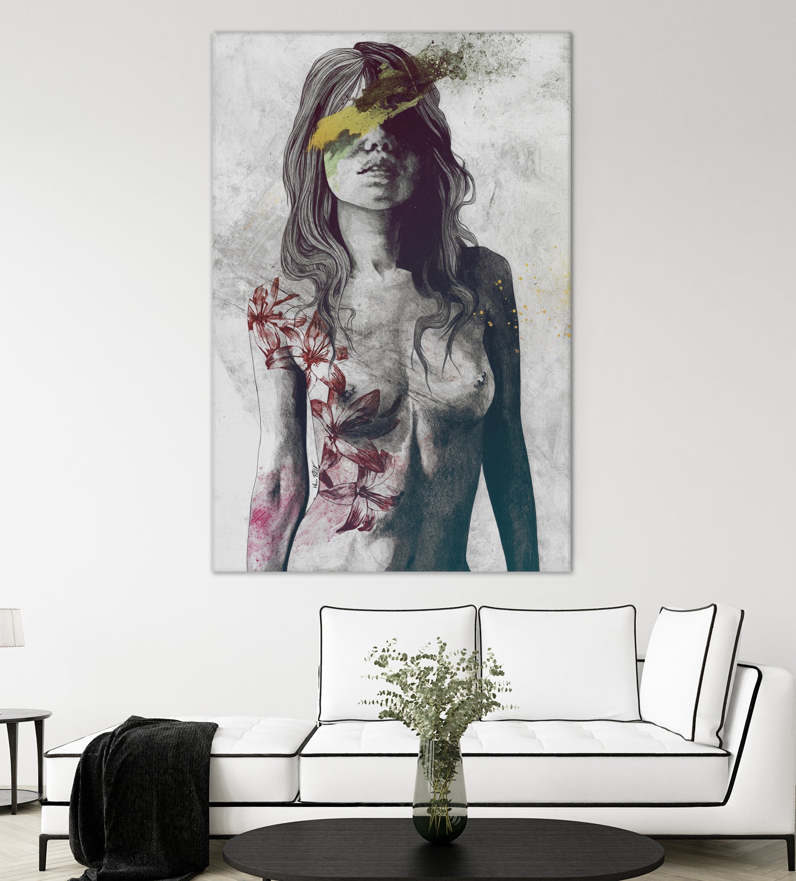 To The Marrow: Autumn (nude faceless girl with lilies) by Marco Paludet on GIANT ART - red digital painting