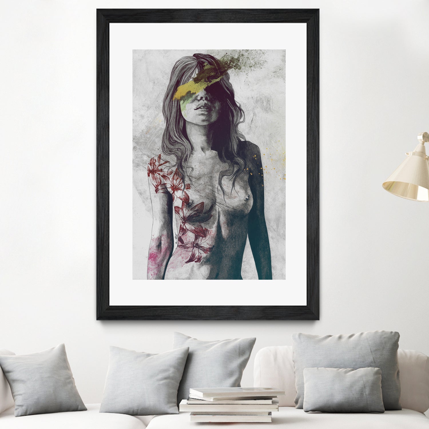 To The Marrow: Autumn (nude faceless girl with lilies) by Marco Paludet on GIANT ART - red digital painting