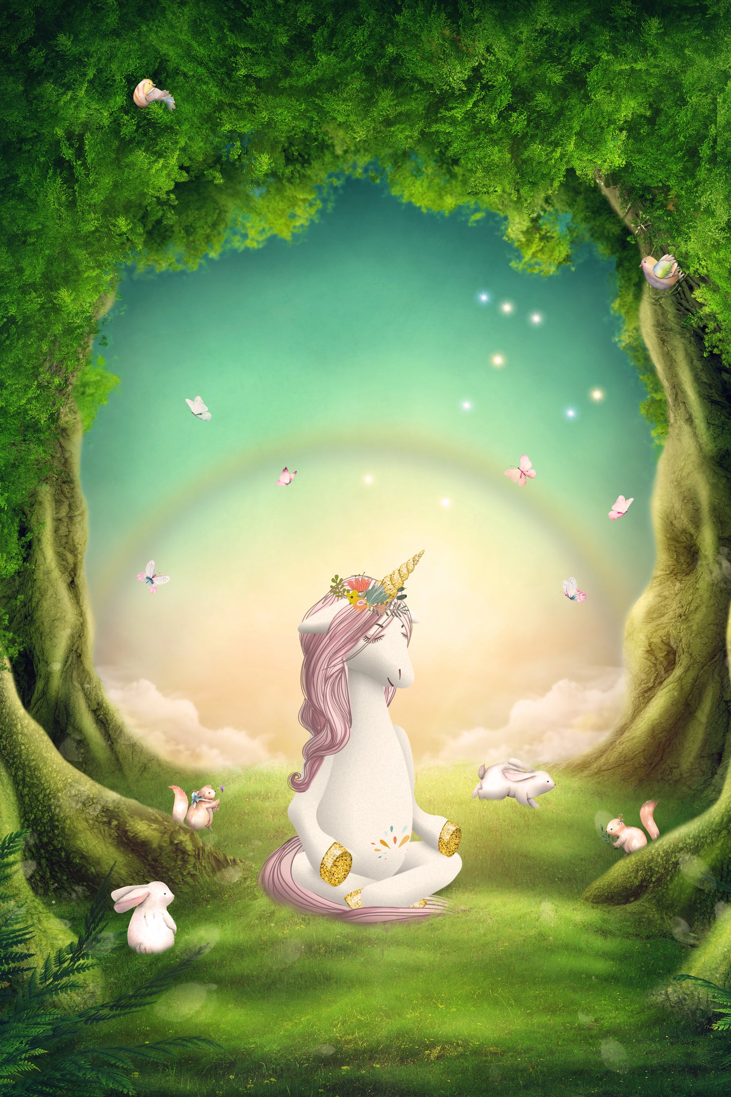 Unicorn Meditation by Ileana Mayer-Dobnig on GIANT ART - green photo illustration