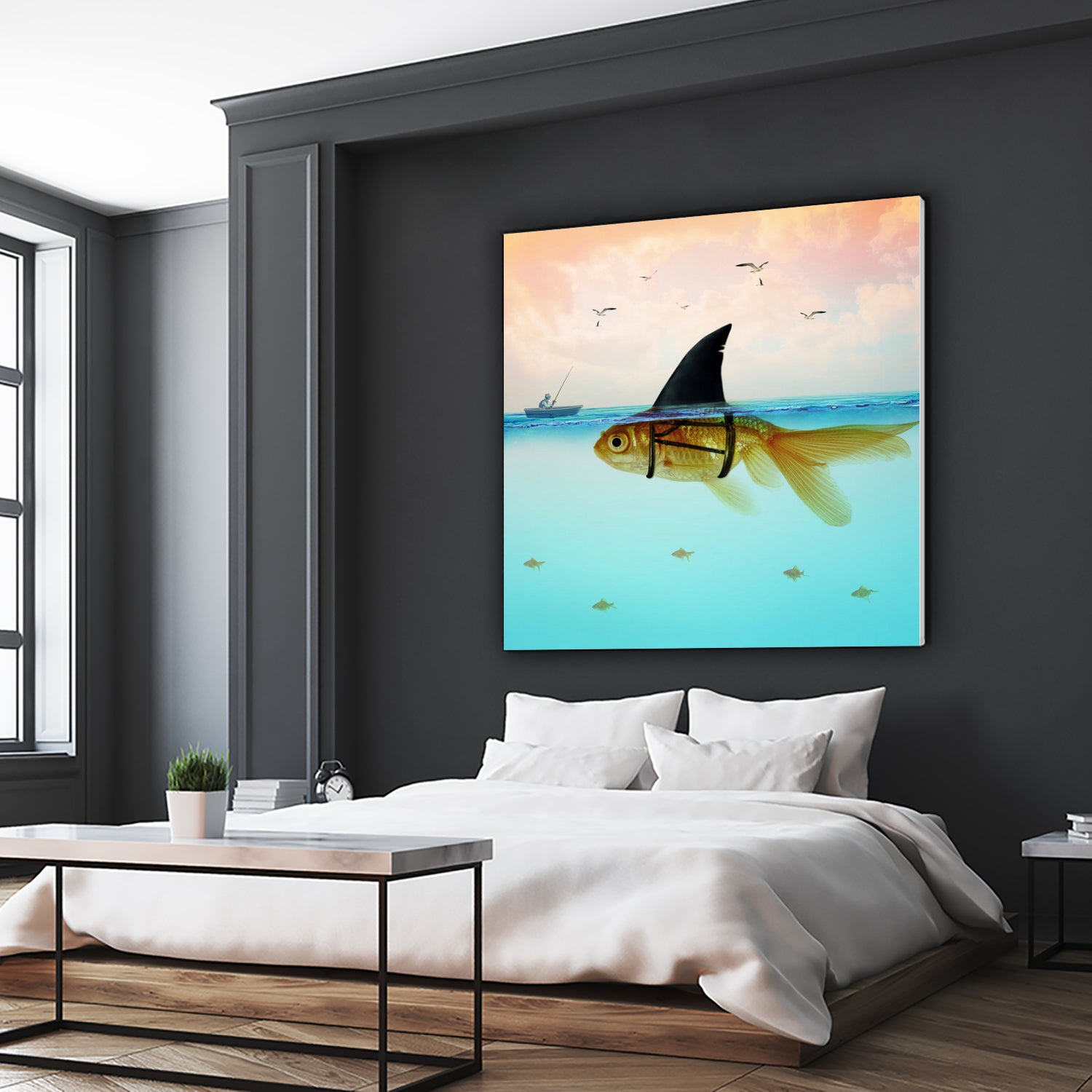 Goldfish with a Shark Fin by Vin Zzep on GIANT ART - white digital painting