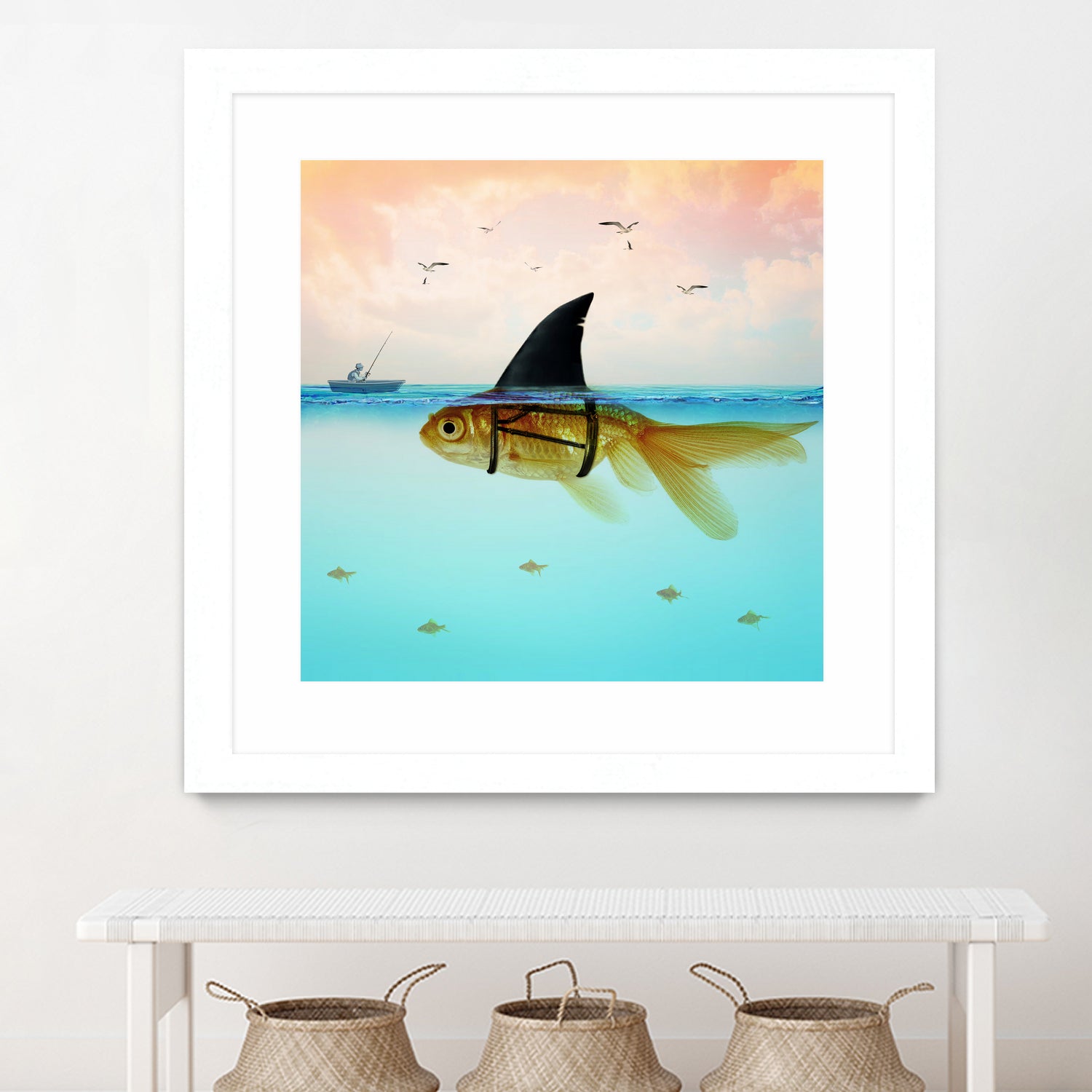 Goldfish with a Shark Fin by Vin Zzep on GIANT ART - white digital painting